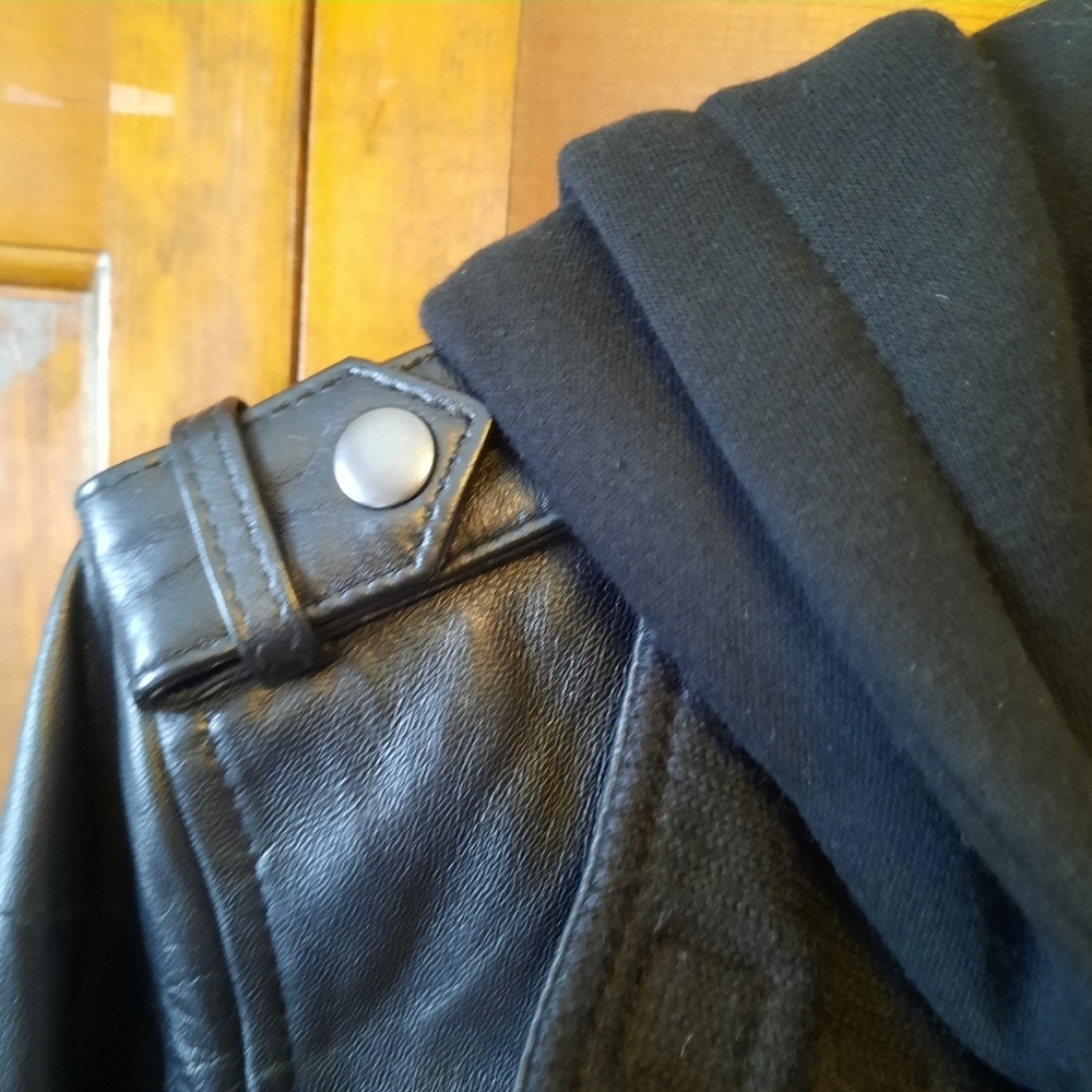 🛍 NWT Decrum Detachable Hooded Real Lambskin Leather Bomber Jacket Size XLP - Picture 7 of 15